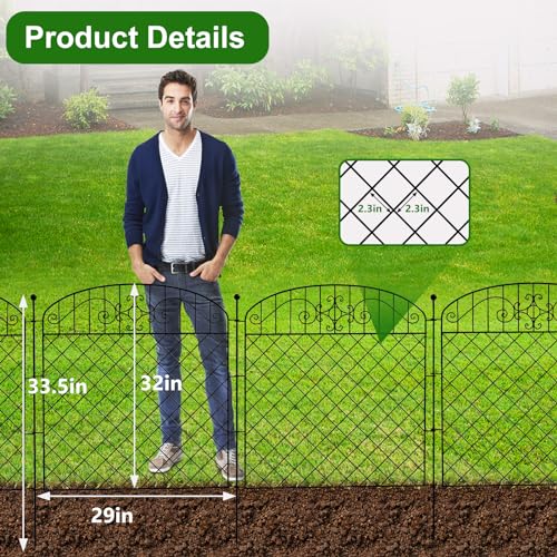 5 Panels No Dig Decorative Outdoor Garden Fence for Yard, 32 in H...