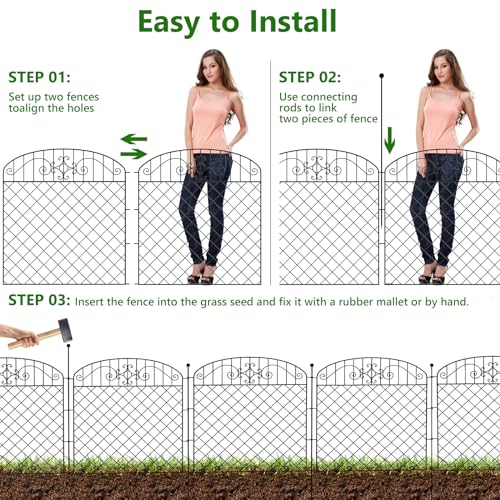 5 Panels No Dig Decorative Outdoor Garden Fence for Yard, 32 in H...