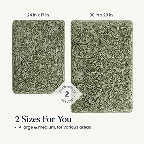 2 Piece Bathroom Rugs Bath Mat Set - Soft Plush Chenille Shower Ma...