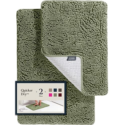 2 Piece Bathroom Rugs Bath Mat Set - Soft Plush Chenille Shower Ma...