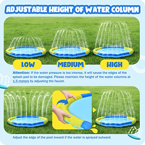 BELLOCHIDDO Upgraded 67 Splash Pad Sprinkler for Kids - Non-Slip ...
