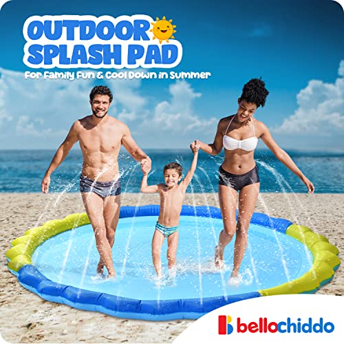 BELLOCHIDDO Upgraded 67 Splash Pad Sprinkler for Kids - Non-Slip ...