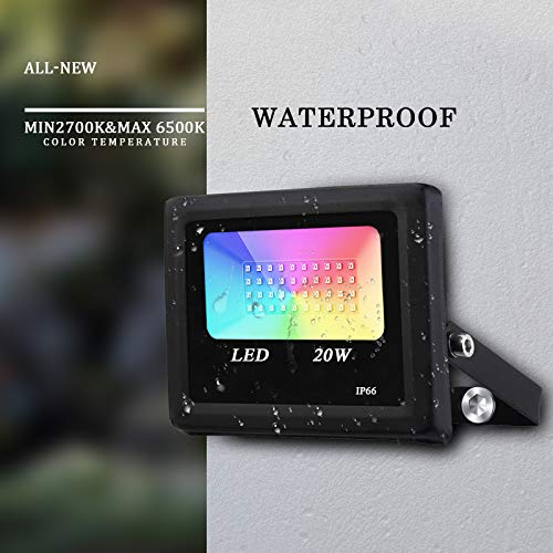 Led Flood Light , RGB Smart Floodlights Max 6500K&Min2700K & 16 Mi...