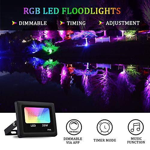 Led Flood Light , RGB Smart Floodlights Max 6500K&Min2700K & 16 Mi...