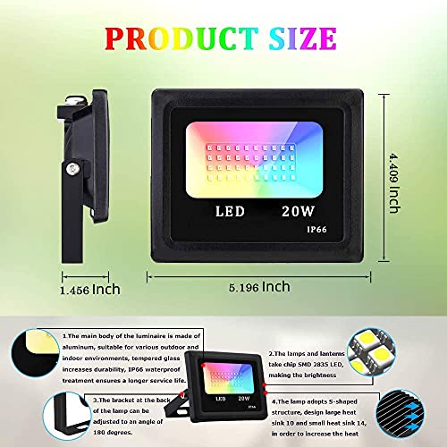 Led Flood Light , RGB Smart Floodlights Max 6500K&Min2700K & 16 Mi...