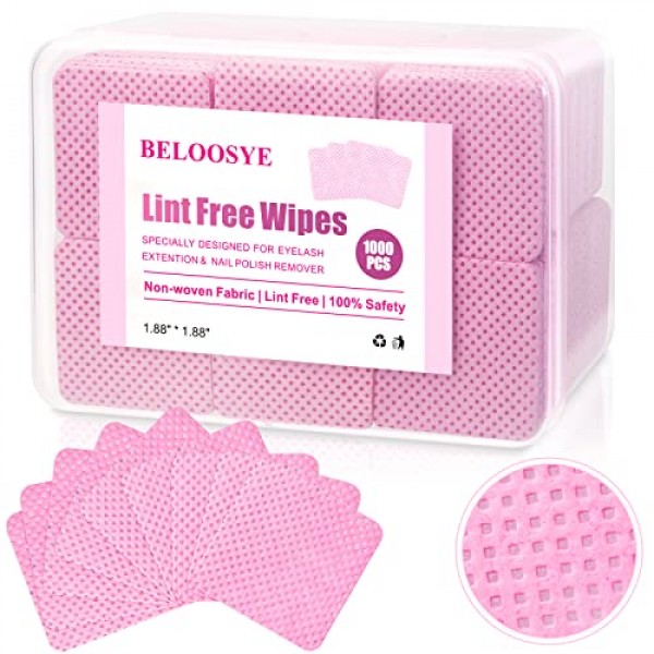 1000 PCS Lint Free Nail Wipes,Eyelash Extension Glue Wipes with Co...