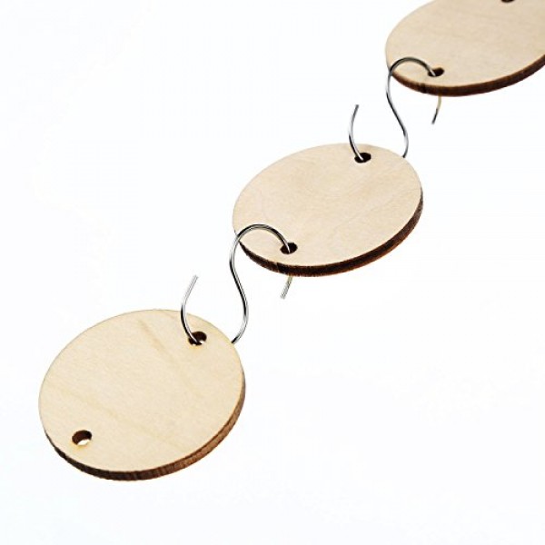 Bememo 100 Pieces Circle Wooden Tags Birthday Board Tags with 2 Ho...