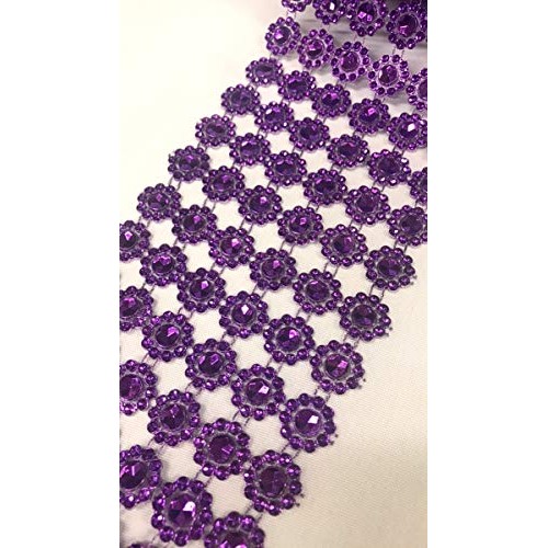 Ben Collection 4 X 10 Yards 30 Feet Flower Diamond Mesh Faux Rh...