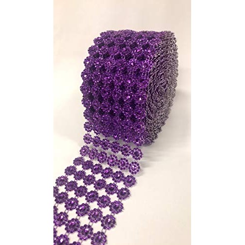 Ben Collection 4 X 10 Yards 30 Feet Flower Diamond Mesh Faux Rh...