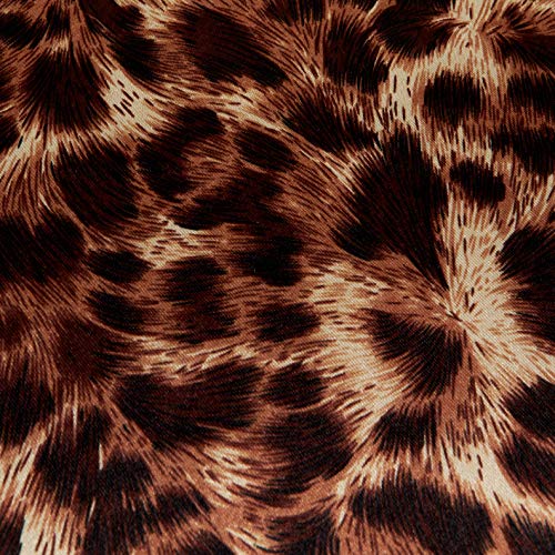 Ben Textiles Brown Charmeuse Satin Leopard Fabric by The Yard
