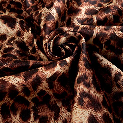 Ben Textiles Brown Charmeuse Satin Leopard Fabric by The Yard