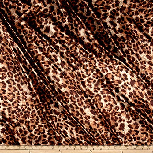 Ben Textiles Brown Charmeuse Satin Leopard Fabric by The Yard