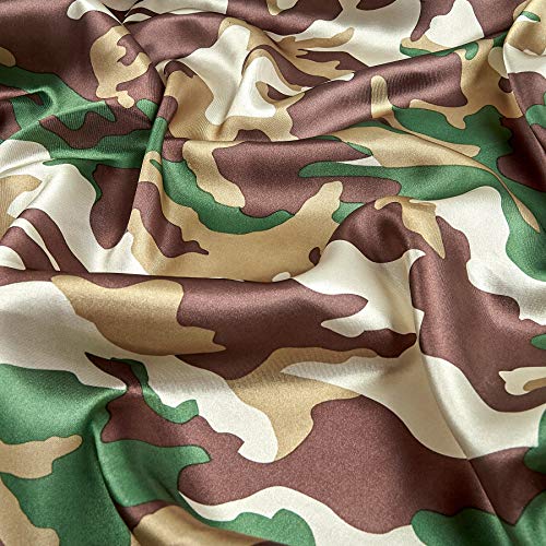 Ben Textiles Charmeuse Satin Camo Hunter Fabric By The Yard