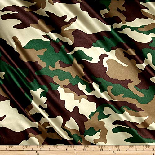 Ben Textiles Charmeuse Satin Camo Hunter Fabric By The Yard