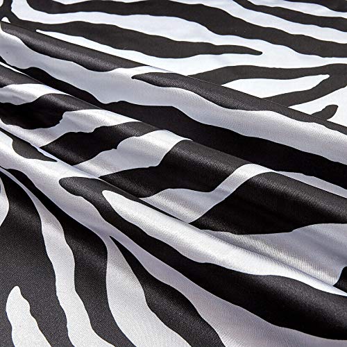 Ben Textiles Charmeuse Satin Zebra Fabric, White/Black, Fabric by ...