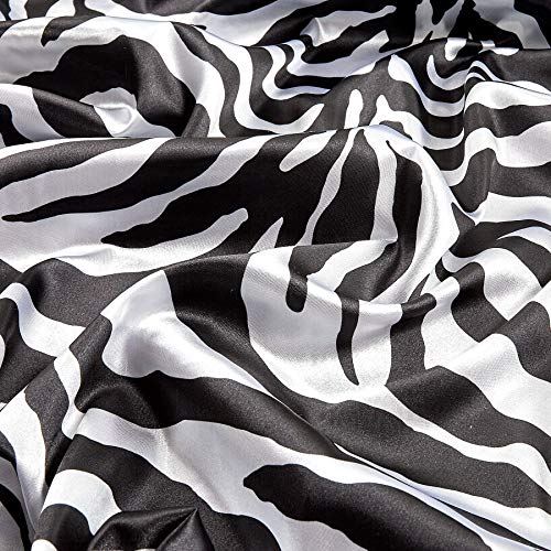 Ben Textiles Charmeuse Satin Zebra Fabric, White/Black, Fabric by ...