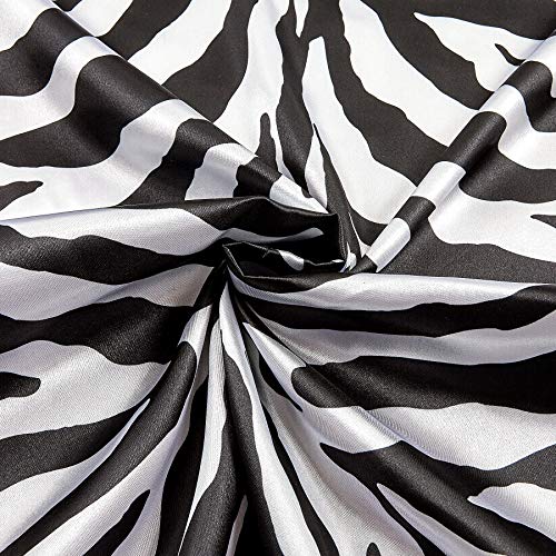 Ben Textiles Charmeuse Satin Zebra Fabric, White/Black, Fabric by ...