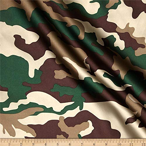 Ben Textiles Charmuese Satin Camouflage Green Fabric By The Yard