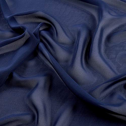 Ben Textiles Chiffon Fabric, Solid Navy, Fabric by the yard