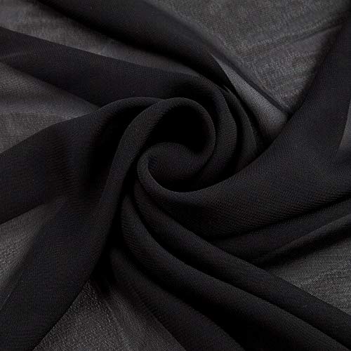 Ben Textiles Chiffon Solid Black Fabric By The Yard