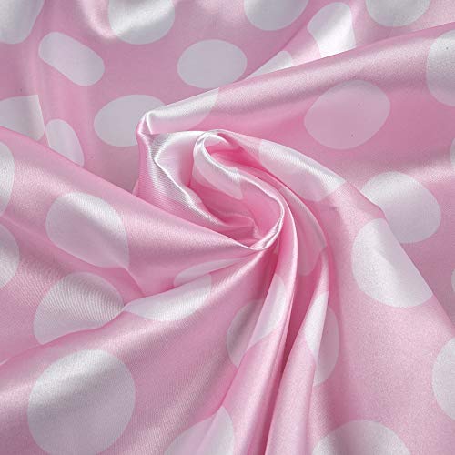Ben Textiles Inc. Charmeuse Satin Large Polka Dots Pink/White, Fab...