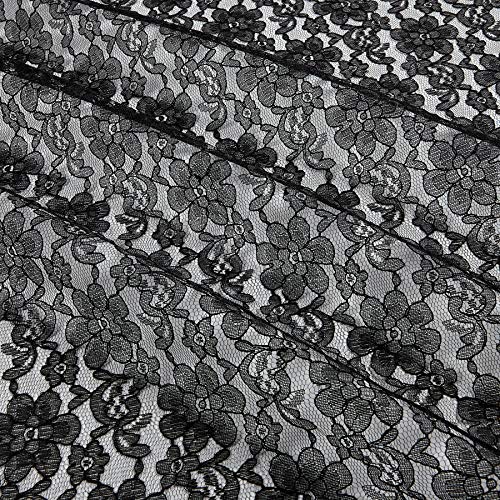 Ben Textiles Raschelle Lace Fabric, Black, Fabric by the yard