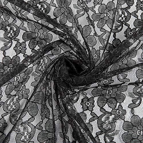 Ben Textiles Raschelle Lace Fabric, Black, Fabric by the yard