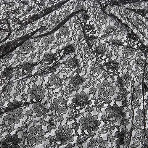 Ben Textiles Raschelle Lace Fabric, Black, Fabric by the yard
