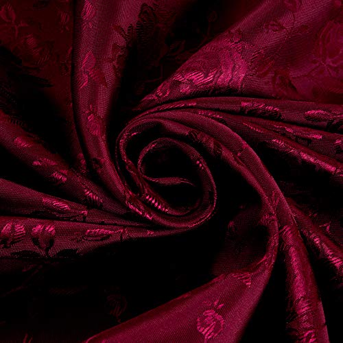 Ben Textiles Rose Satin Jaquard Fabric, Burdy, Fabric by the yard