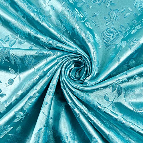 Ben Textiles Rose Satin Jaquard Fabric, Jade, Fabric by the yard