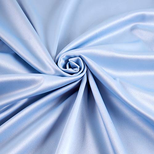 Ben Textiles Stretch LAmour Satin Fabric, Sky Blue, Fabric By The...
