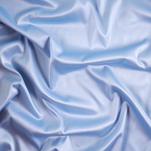 Ben Textiles Stretch LAmour Satin Fabric, Sky Blue, Fabric By The...