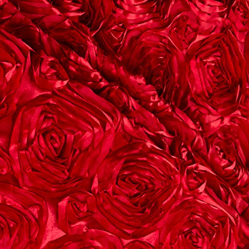 Ben Textiles 0450373 Wedding Rosette Satin Red Fabric by the Yard