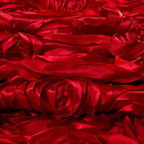 Ben Textiles 0450373 Wedding Rosette Satin Red Fabric by the Yard