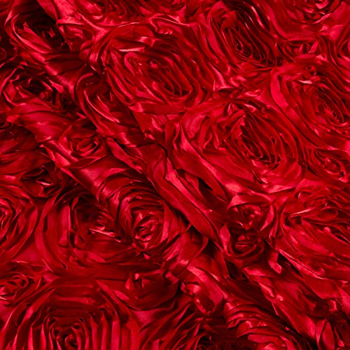 Ben Textiles 0450373 Wedding Rosette Satin Red Fabric by the Yard