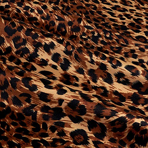 Ben Textiles Charmeuse Satin Big Cheetah Tan/Brown/Black Fabric By...