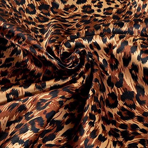 Ben Textiles Charmeuse Satin Big Cheetah Tan/Brown/Black Fabric By...