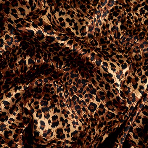 Ben Textiles Charmeuse Satin Big Cheetah Tan/Brown/Black Fabric By...
