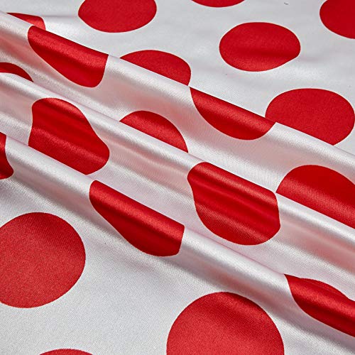 Ben Textiles Charmeuse Satin Polka Dot White/Red Fabric By The Yard