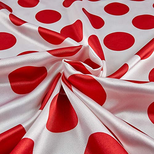 Ben Textiles Charmeuse Satin Polka Dot White/Red Fabric By The Yard