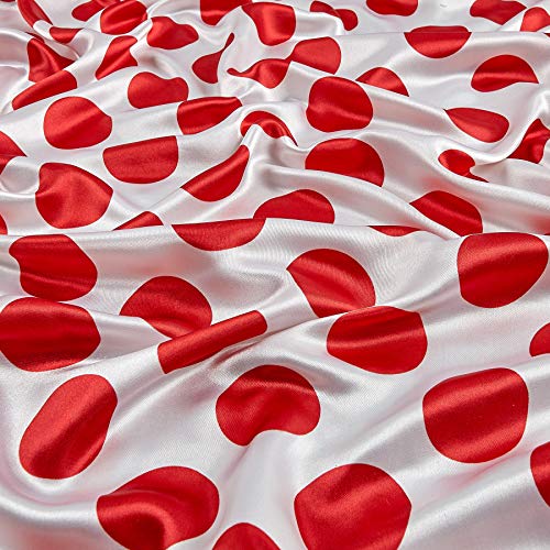 Ben Textiles Charmeuse Satin Polka Dot White/Red Fabric By The Yard