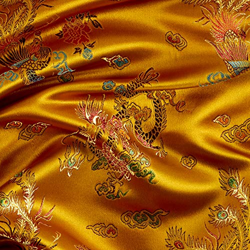 Ben Textiles Chinese Brocade Sateen Dragon Gold
