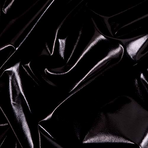 Ben Textiles Foil Lame Knit Spandex Black Fabric By The Yard