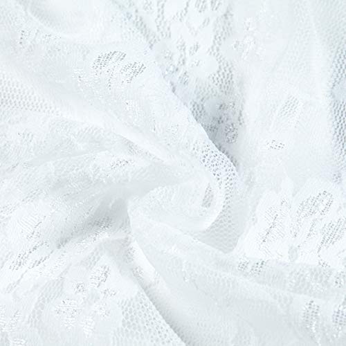 Ben Textiles Giselle Stretch Floral Lace White Fabric By The Yard