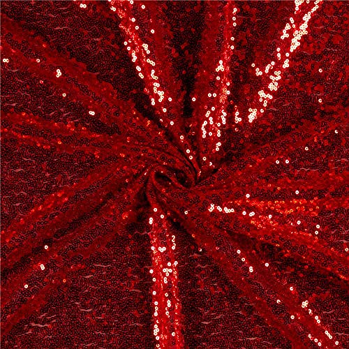 Ben Textiles Glitz Sequin & Mesh Red Fabric By The Yard