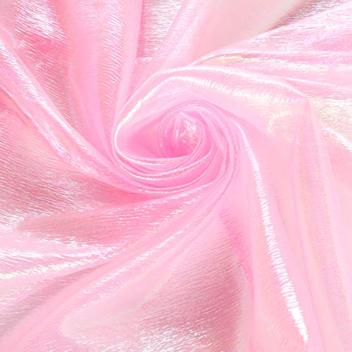Ben Textiles Irridescent Crush Shimmer Organza Pink Fabric By The ...