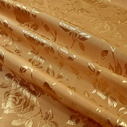 Ben Textiles Rose Satin Jacquard Gold Fabric By The Yard