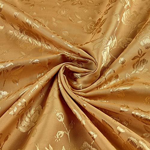 Ben Textiles Rose Satin Jacquard Gold Fabric By The Yard