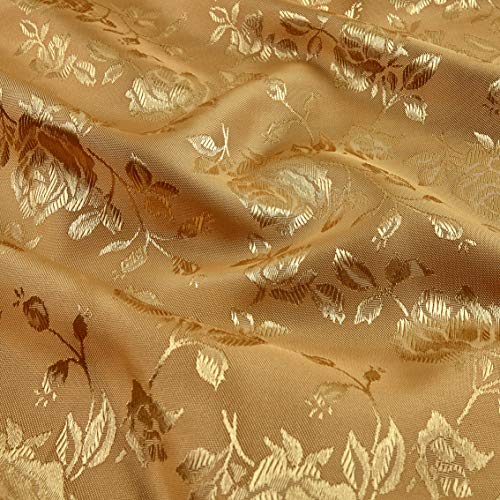 Ben Textiles Rose Satin Jacquard Gold Fabric By The Yard