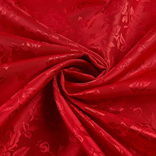 Ben Textiles Rose Satin Jaquard Red Fabric By The Yard
